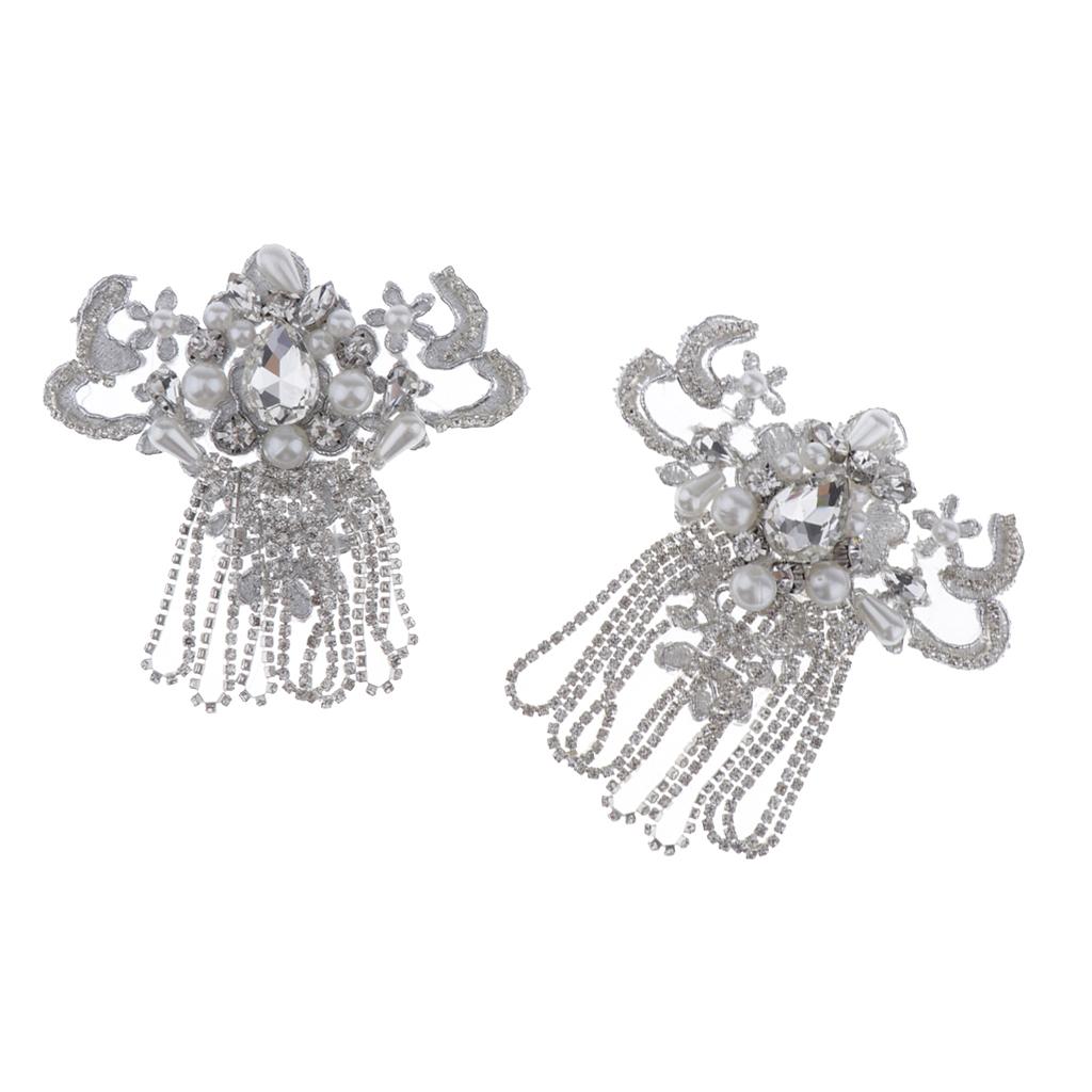 2 Cái Ren Appliques May Trên Tua Rua Miếng Dán DIY Quần Áo Trang Trí