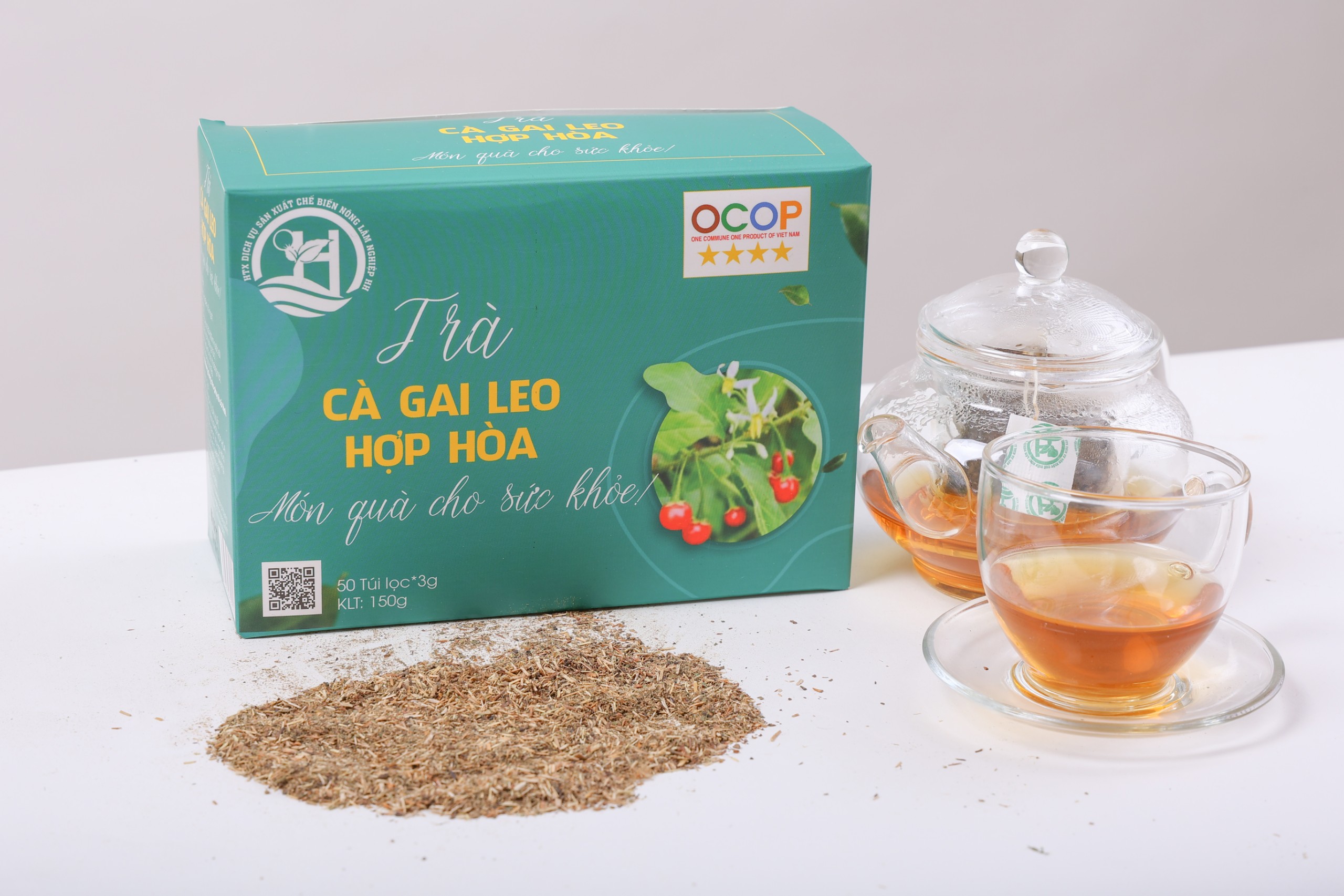Trà Cà Gai Leo Hợp Hòa - Cà gai leo+Xạ đen+Cỏ Ngọt - 50 túi lọc - OCOP 4 Sao