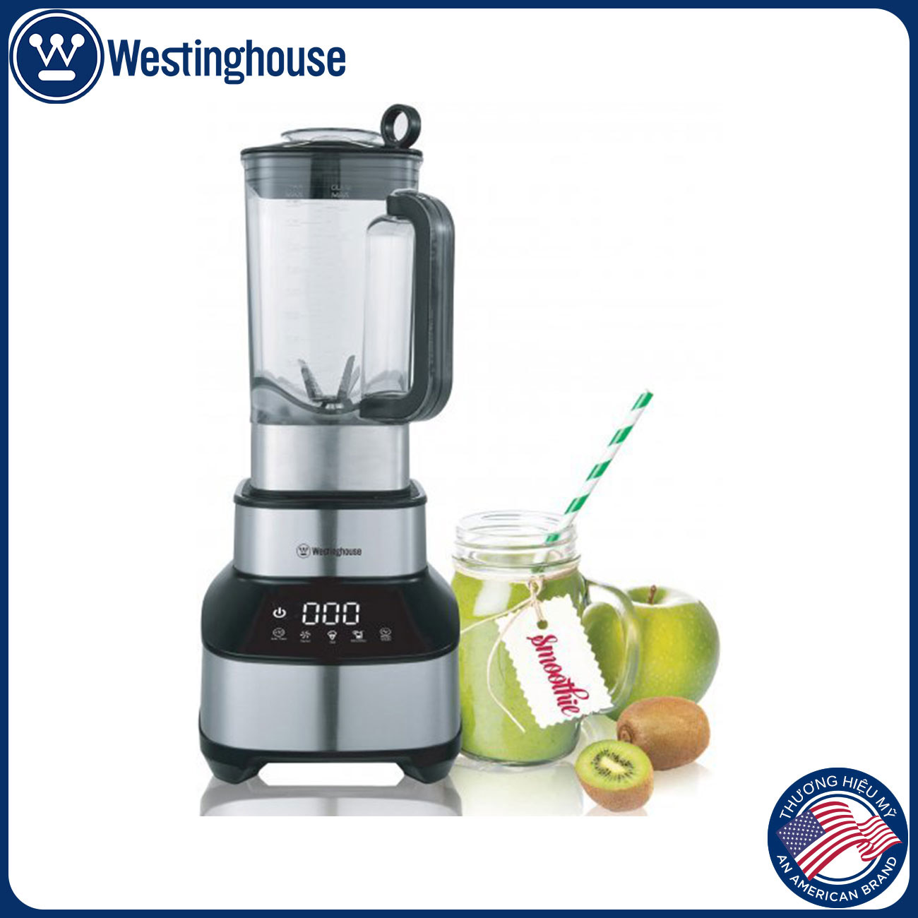 Máy xay sinh tố WestingHouse WKBE688 Màn hình cảm ứng Công suất 1600W Dung tích 1.8L - 8 tốc độ, lưỡi xay thép không gỉ - Hàng chính hãng Mỹ