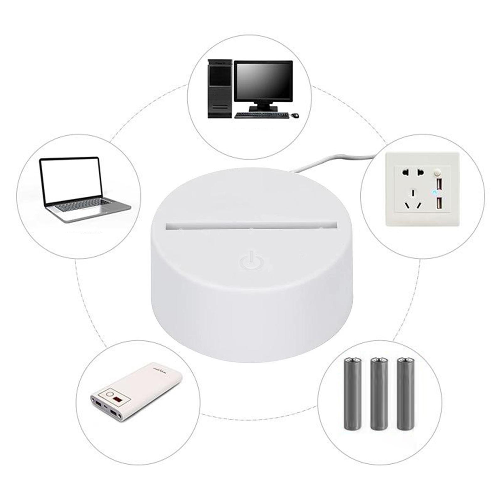 LED 3D Lamp Rechargeable Night Light Holder Switch Display Stand