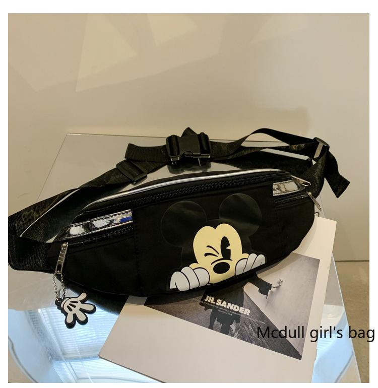 Hoạt Hình Disney Chuột Mickey Vịt Donald 2021 Mới Thắt Lưng Nữ Túi Nylon Dây Kéo Công Suất Lớn Túi Bảo Quản Nữ Túi