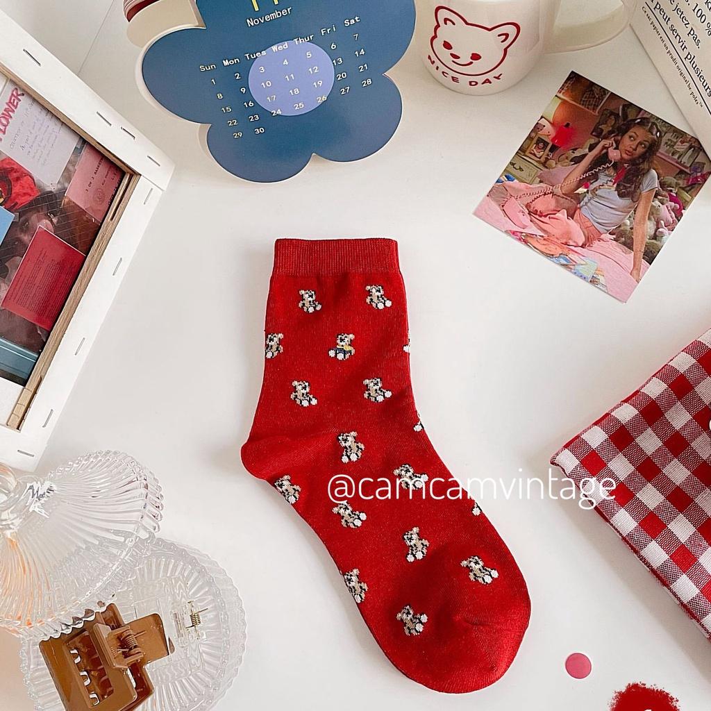 Set Tất Noel Tết Làm Quà Tất Cổ Cao Nữ Tiêu Thư LOLITA ĐỎ Cổ Bèo Nhún Tất Vớ Nữ ULZZANG HÀN QUỐC Maxshopdoc