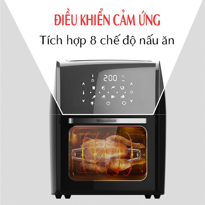 Nồi Chiên Không Dầu Ninesheld KB-1200 10/12L, Điều Khiển Cảm Ứng