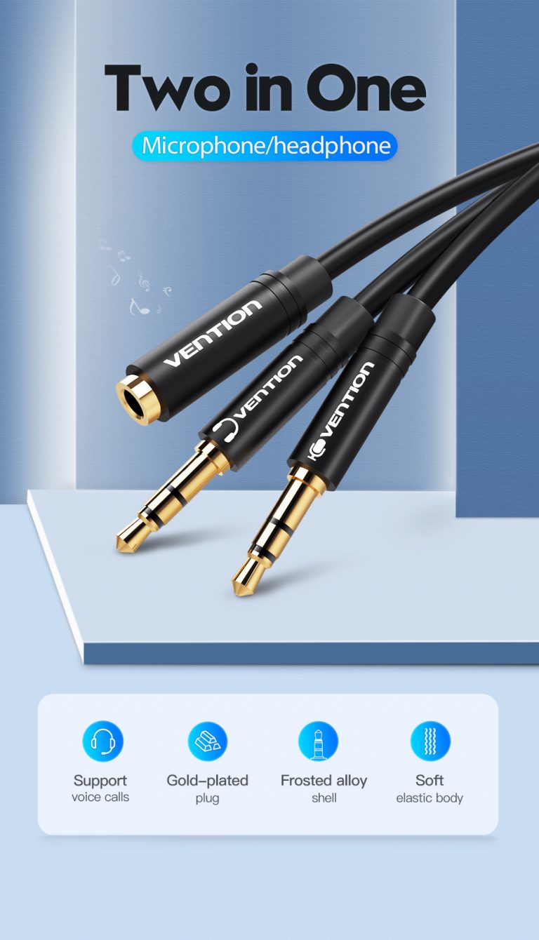 Cáp chuyển đổi 2 đầu Audio 3.5mm ra 3.5mm âm 4 ngấn Vention BBOBY dài 15cm đầu mạ vàng 24k chính hãng