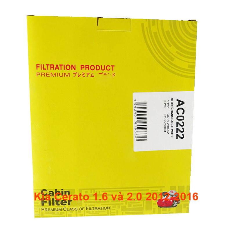 Lọc gió điều hòa AC0222-7 dành cho Kia Cerato 1.6 và 2.0 2012, 2013, 2014, 2015, 2016 97133-2H001