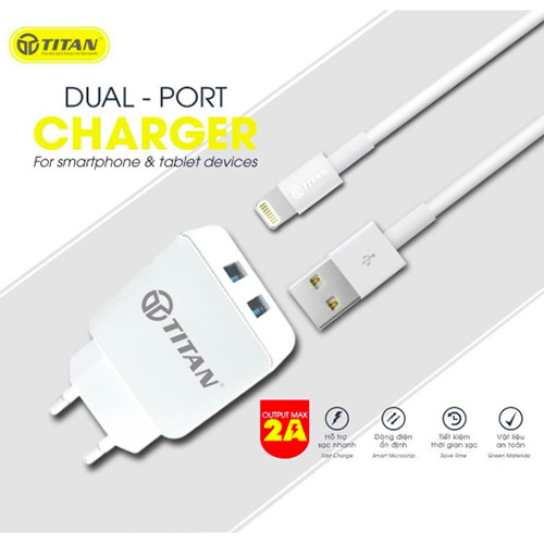 Combo Sạc 2 Cổng Chân Ios TITAN - SL11 hàng chính hãng