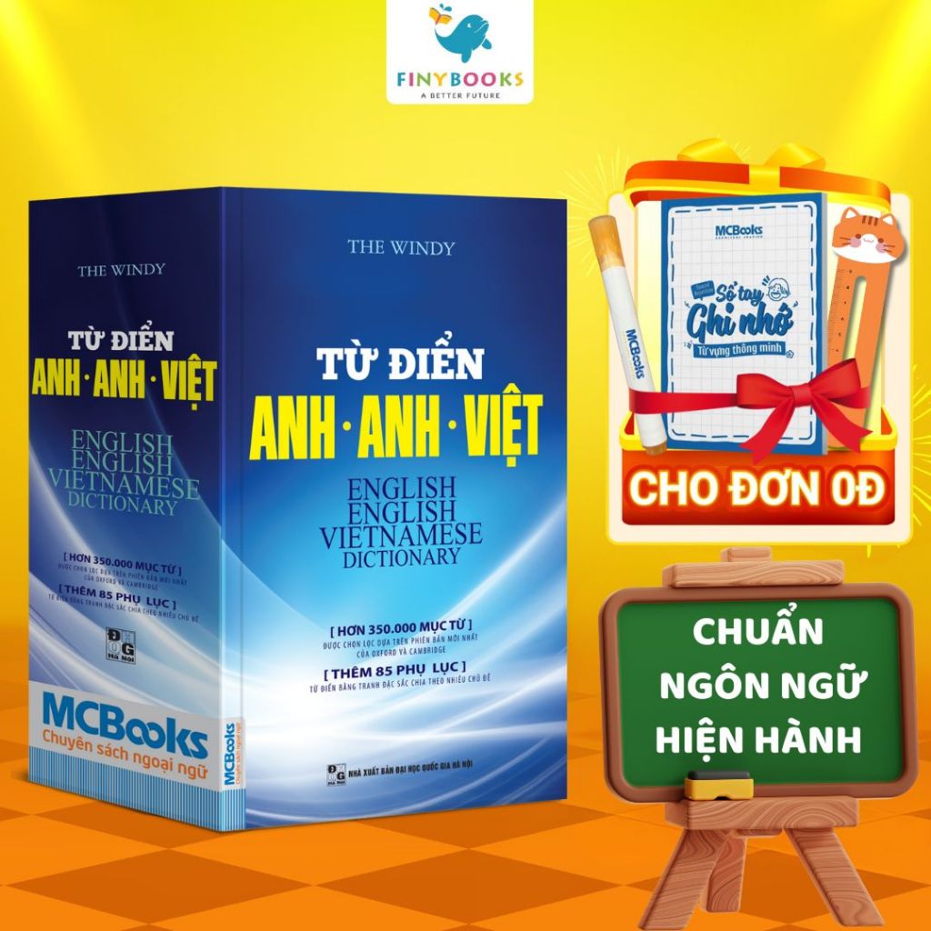 Sách - Từ Điển Anh Anh Việt Phiên Bản Bìa Mềm Màu Xanh - Giải Nghĩa Đầy Đủ Ví Dụ Phong Phú