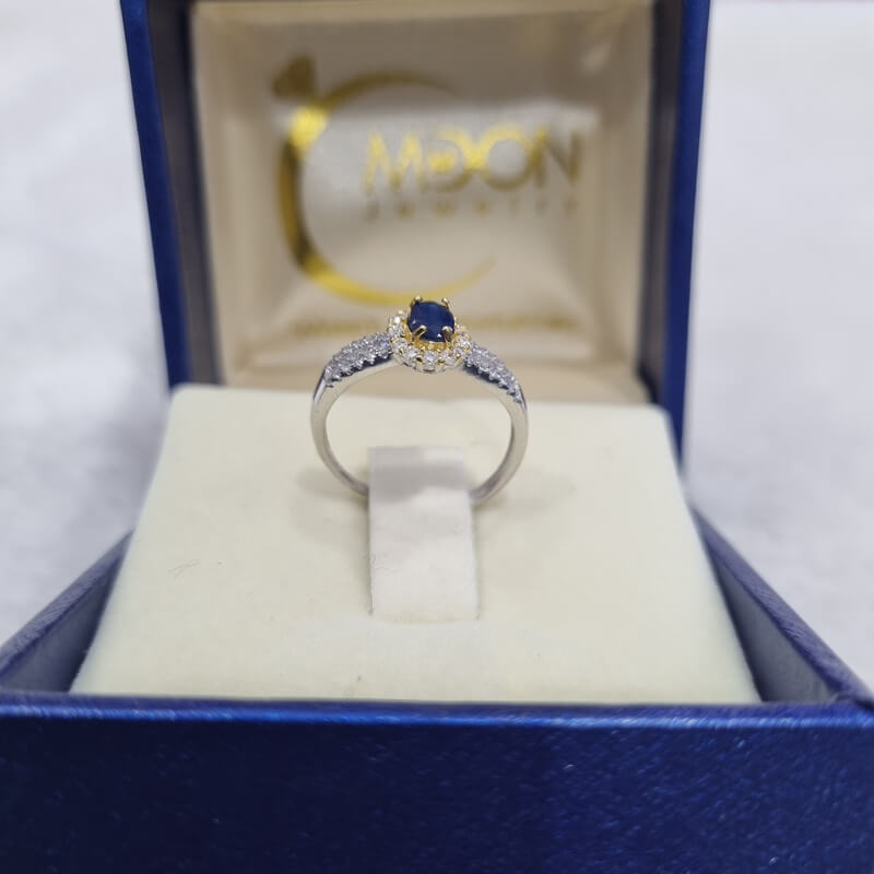 Nhẫn Đính Đá Sapphire thiên nhiên Free Size - MOON Jewelry