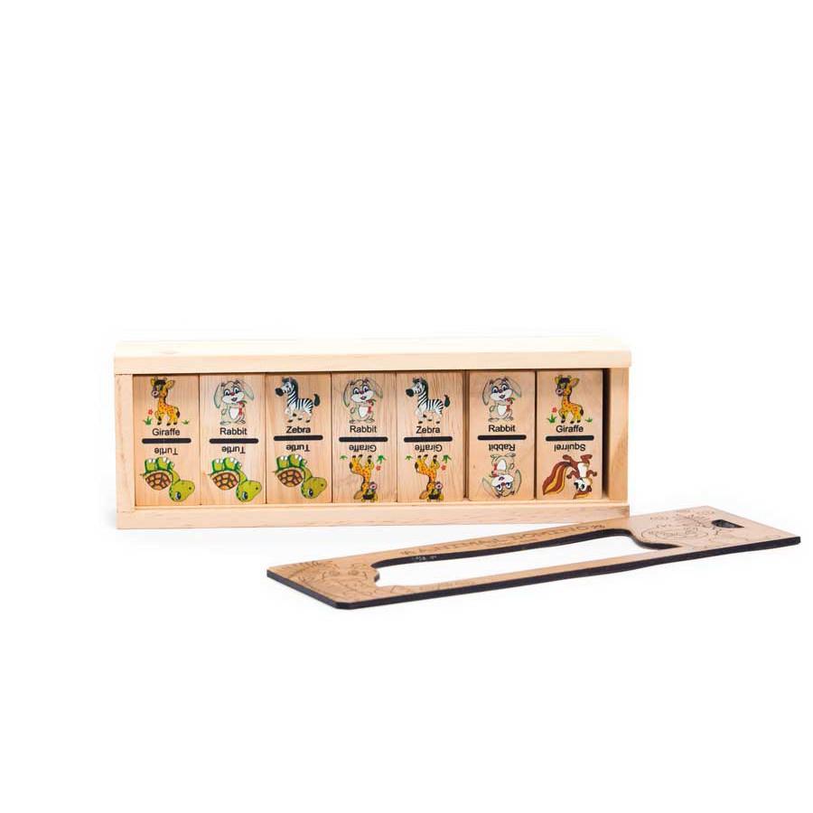 Bộ domino các loài động vật cho bé sáng tạo, trò chơi domino ngã, cờ domino thú