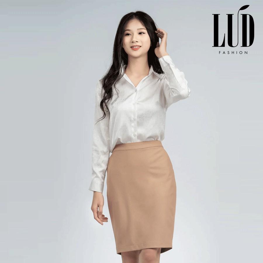Áo sơ mi nữ màu trắng vân hoa LUD Fashion