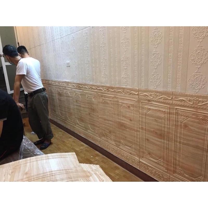 Xốp dán chân tường giả gỗ khổ lớn kt 70 x 90 cm- hàng chuẩn loại 1 dính cực chắc