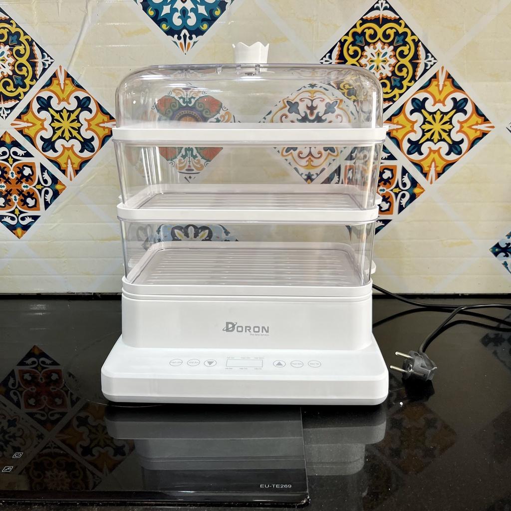 Nồi Hấp Điện 3 Tầng Doron Tiện Lợi Dung Tích 20L Công Suất 800W Làm Nóng Thức Ăn, Đặt Lịch Hấp