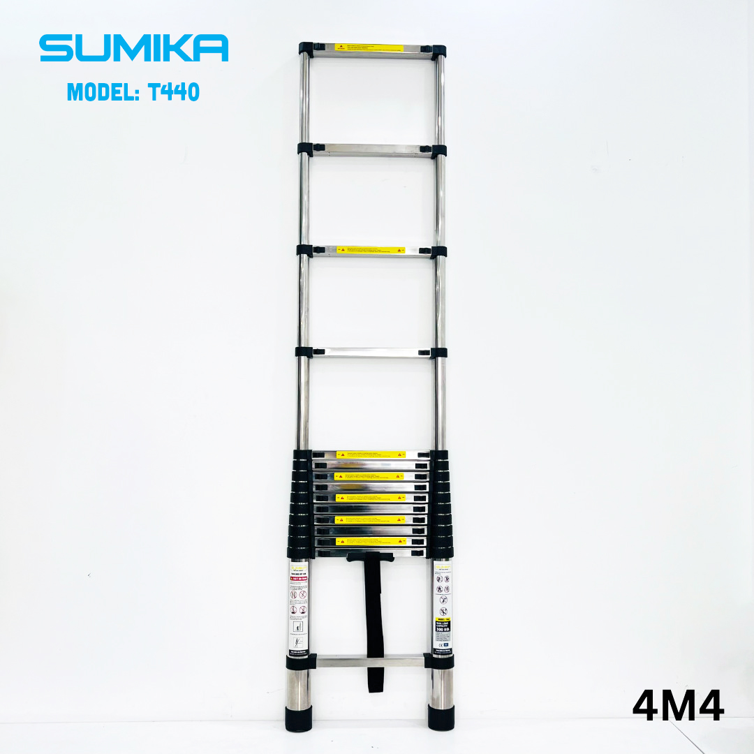 Thang Inox rút gọn SUMIKA T440 - Chiều cao tối đa 4,4m, chiều cao rút gọn 0,9m, tải trọng 300kg