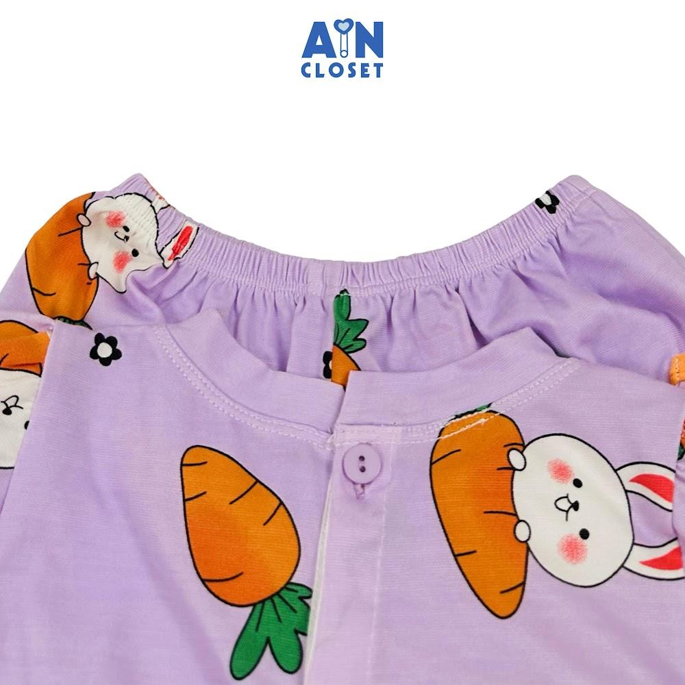 Bộ quần áo Dài bé gái họa tiết Thỏ Carrot Tím thun cotton - AICDBGDI1RW8 - AIN Closet