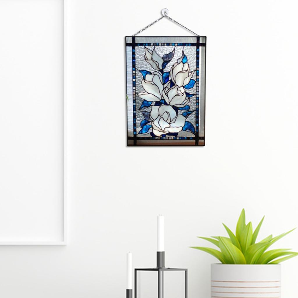 2x Stained Glass Window Panel  Handcrafted  w/ Chain