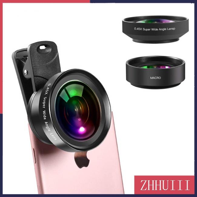 1 Bộ Lens Mở Rộng Góc Rộng 0.45 2 Trong 1 Bằng Kim Loại Cho Máy Ảnh SLR