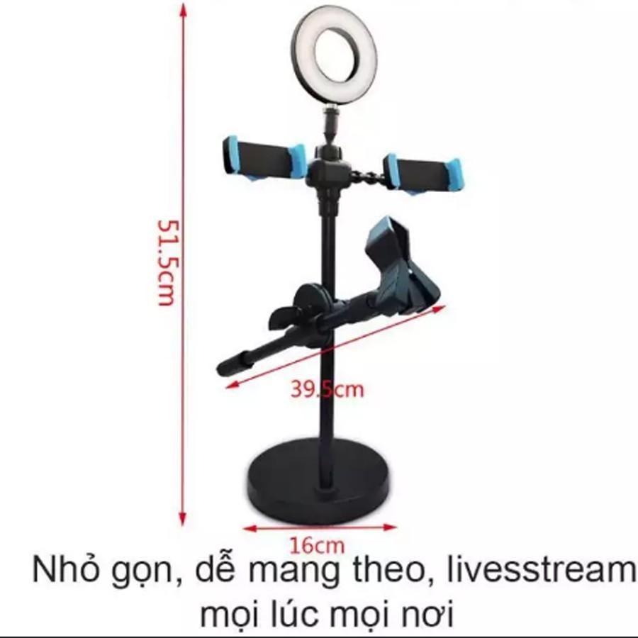 Kẹp mic và kẹp điện thoại livestream 4 trong 1, đèn 4 trong 1 tiện dụng