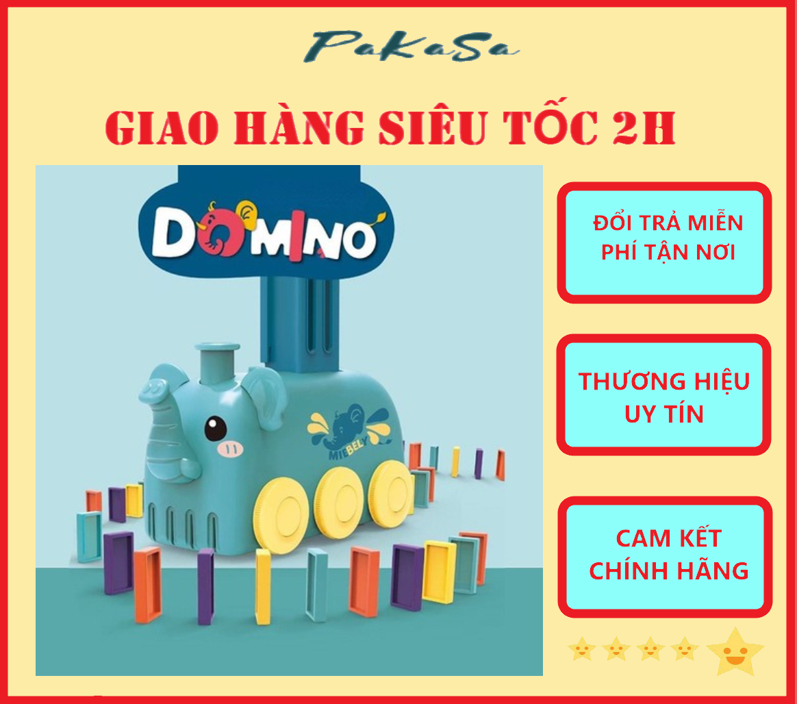 Đồ Chơi Đoàn Tàu Thả Domino Có Đèn Cho Bé Xếp Hình Lắp Ráp Giải Trí Giúp Bé Tăng Trí Thông Minh Rèn Luyện Tư Duy PaKaSa - Chính Hãng