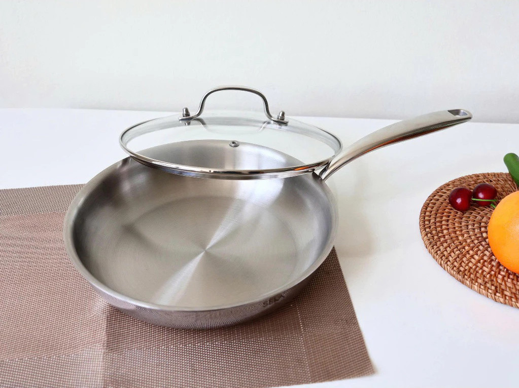 Chảo Inox Cạn Lòng Nanomax Seka 24cm SK8024 28cm SK8028 Đáy Từ 3 Lớp Công Nghệ Nano Nhiệt Lạnh - Hàng Chính Hãng