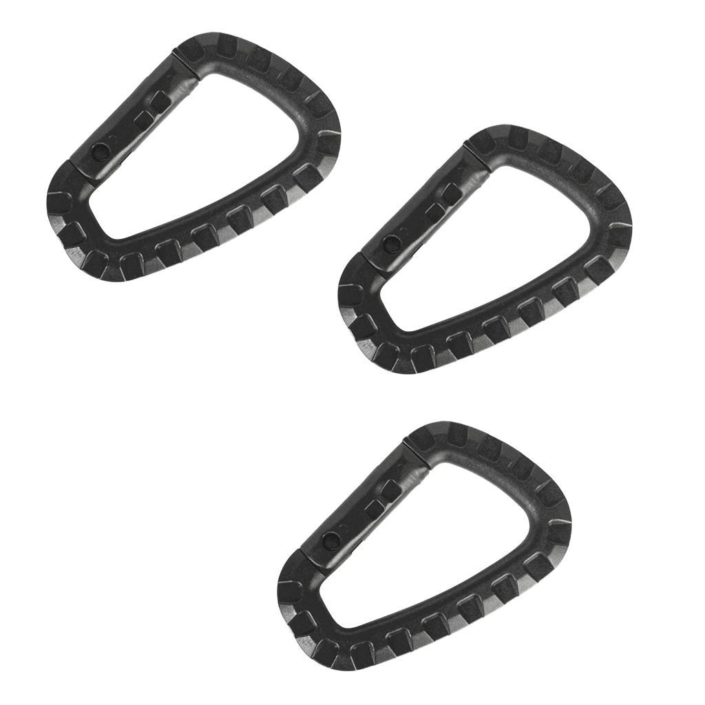 4x3 Pieces Carabiner Clip Keychain Outdoor Backpack Snap Hook Black