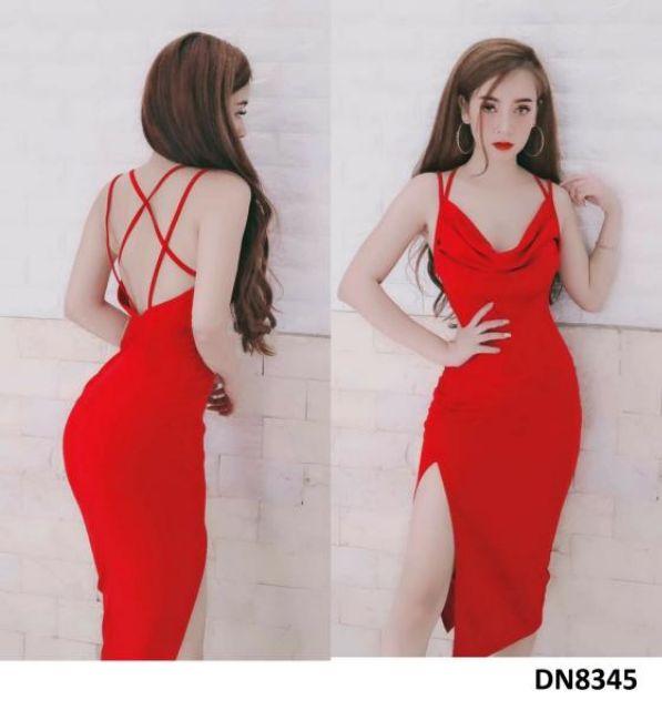 Đầm cổ rũ hở lưng đan dây sexy