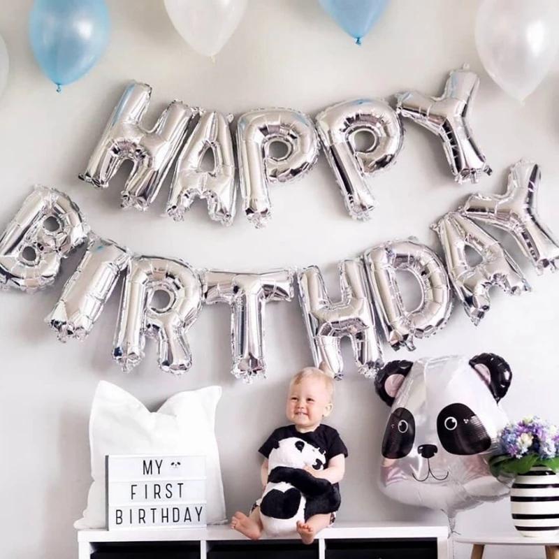 Bộ bong bóng tráng nhôm hình chữ Happy Birthday kích thước 16 inch chất lượng cao