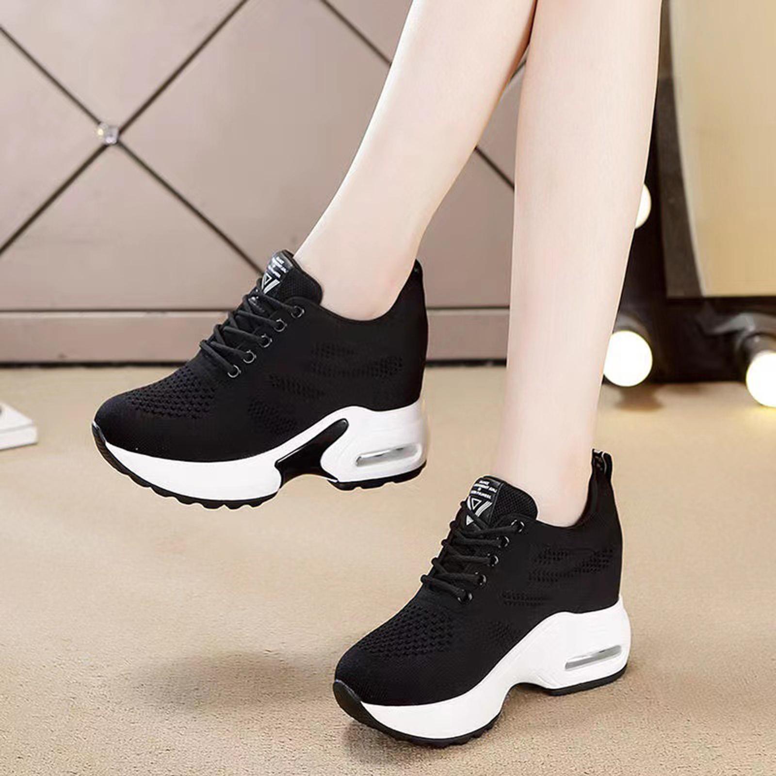 Women Sneakers Wedge Shoes Booties Lightweight Trainers Height Increasing Mesh Walking Shoes for Running Outdoor Hiking Ladies Girls