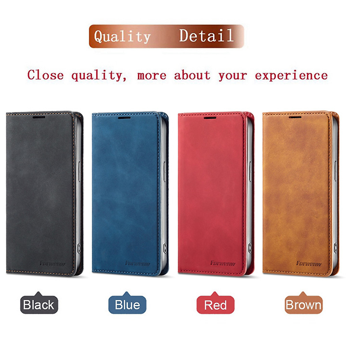 Bao da dạng ví dành cho iPhone 15, 15 Pro, 15 Plus, 15 Pro Max hiệu Forwenw - Hàng nhập khẩu