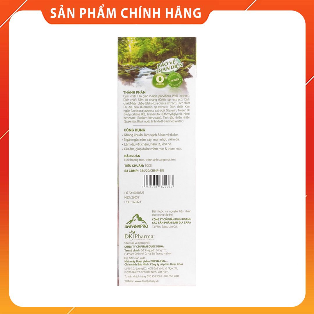 Nước tắm bé thảo dược người Dao Đỏ DK Pharma Dao'Spa Baby 300ml