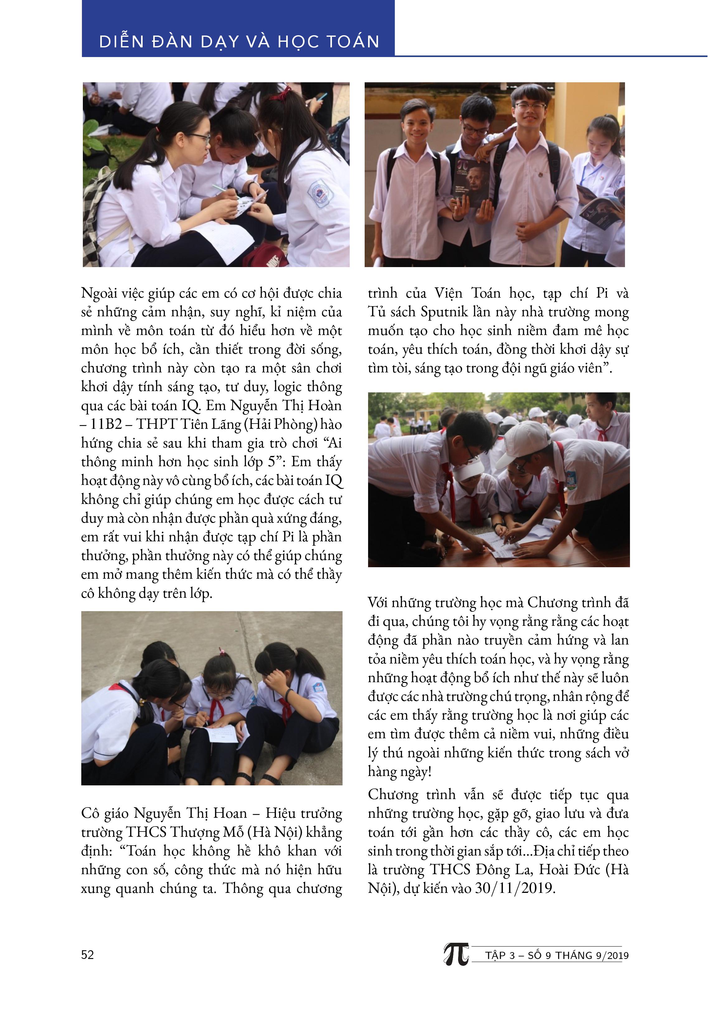 Tạp chí Pi- Hội Toán học Việt Nam số 9/ tháng 9 năm 2019