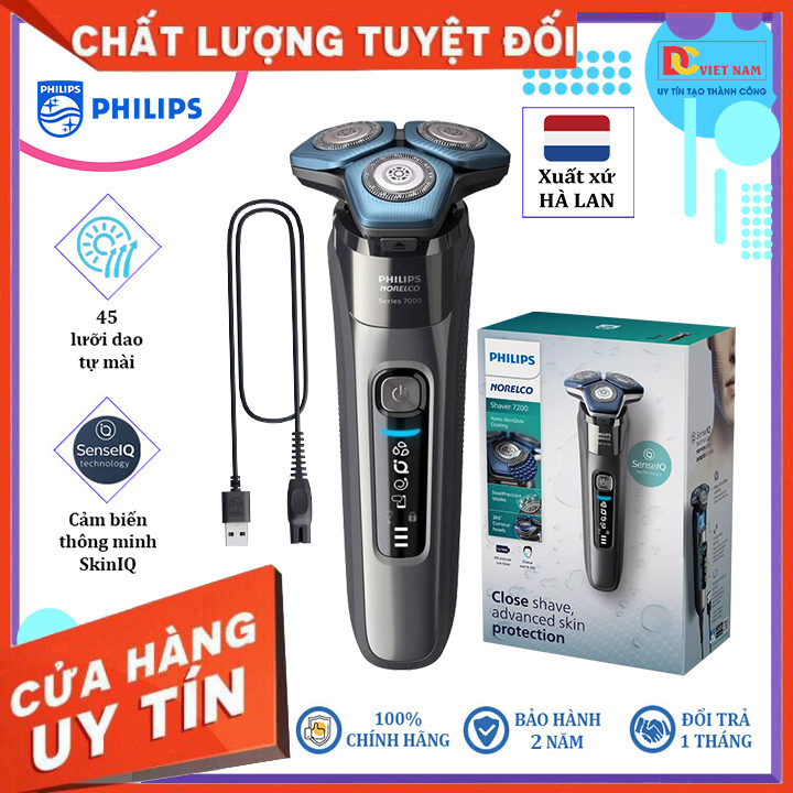 Máy cạo râu khô và ướt Series 7000 cao cấp Hà Lan. Thương hiệu Philips Norelco S7788