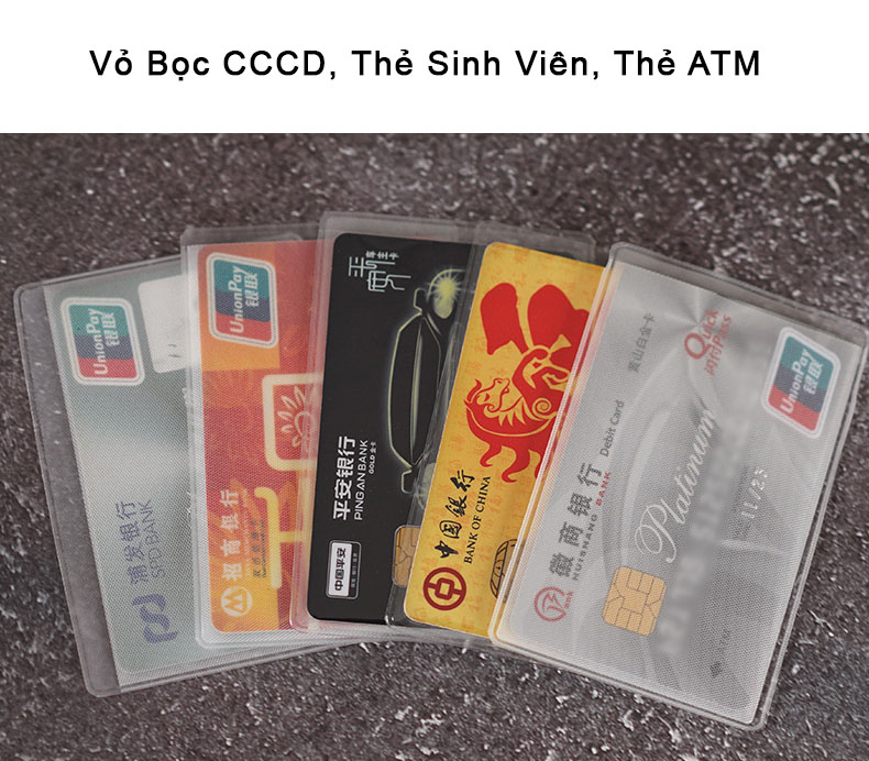 Combo 5 Túi Ví Đựng Bảo Vệ Chống Xước Thẻ ATM, Card Visit, CMND, Driver License Bằng Lái Xe Trong Suốt