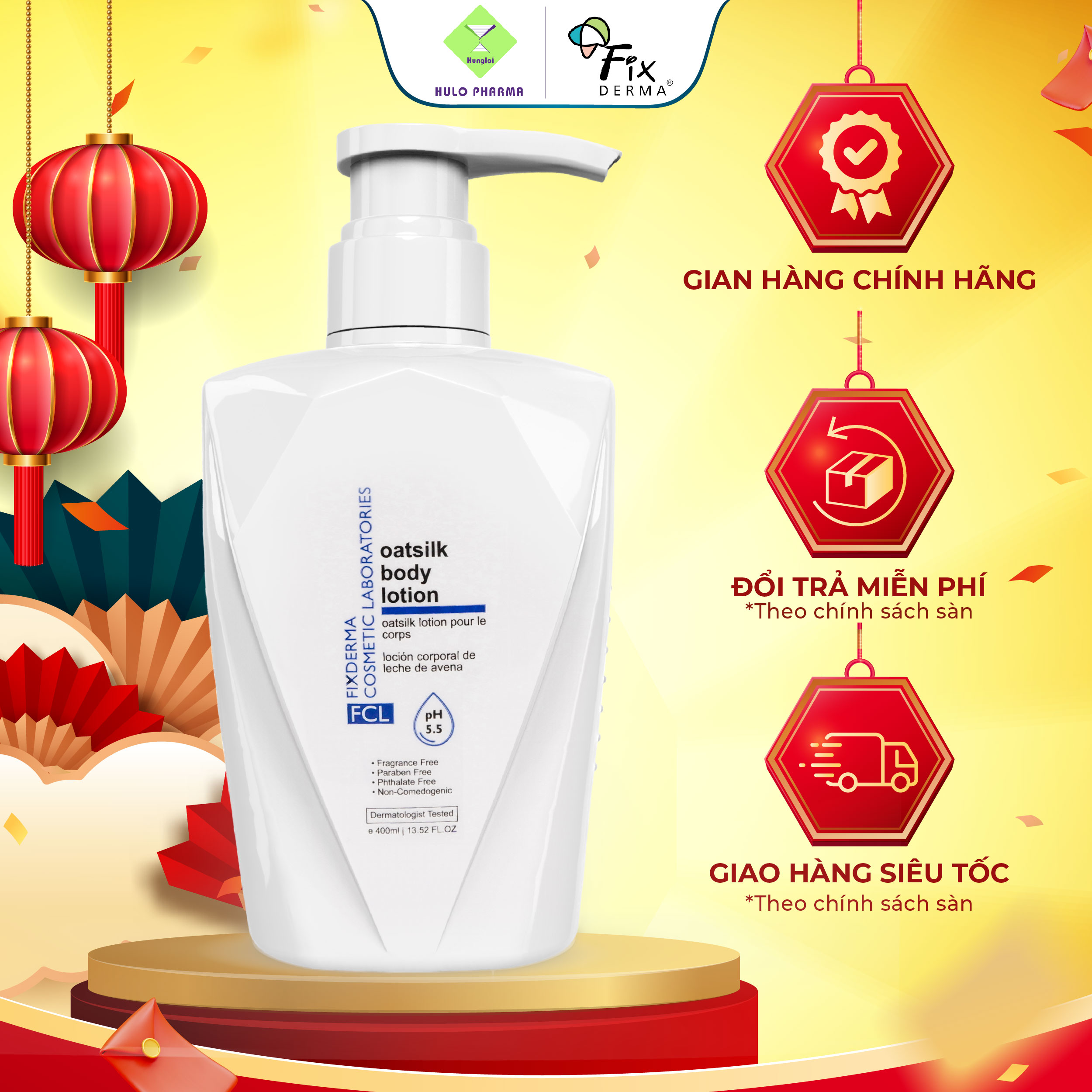 Lotion Dưỡng Ẩm Cho Da Nhạy Cảm Fixderma FCL Oat Silk Body Lotion (400ml)