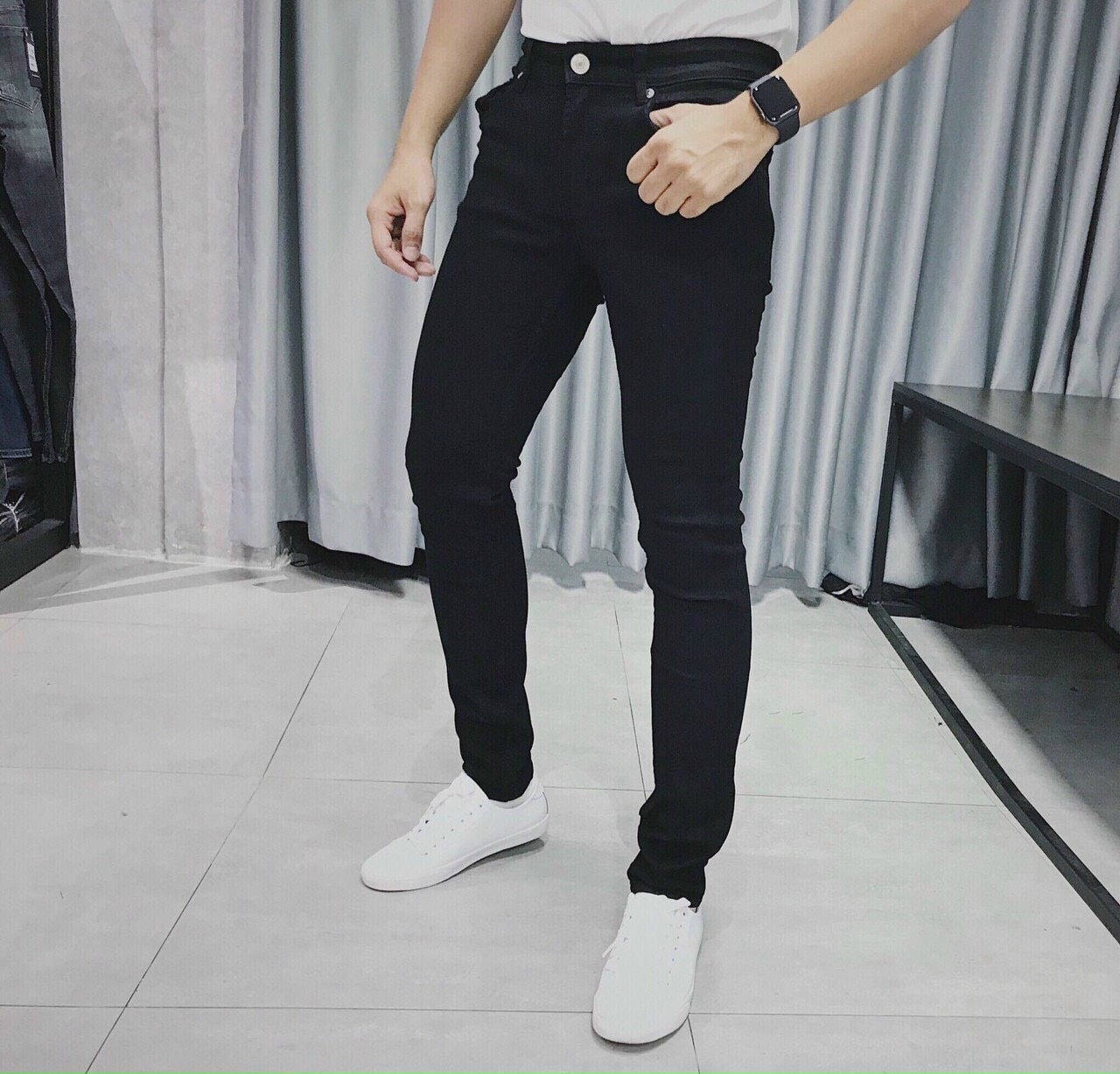 Quần jean nam đen trơn Julido Store, chất jean co dãn 4 chiều tôn dáng nam tính BC20