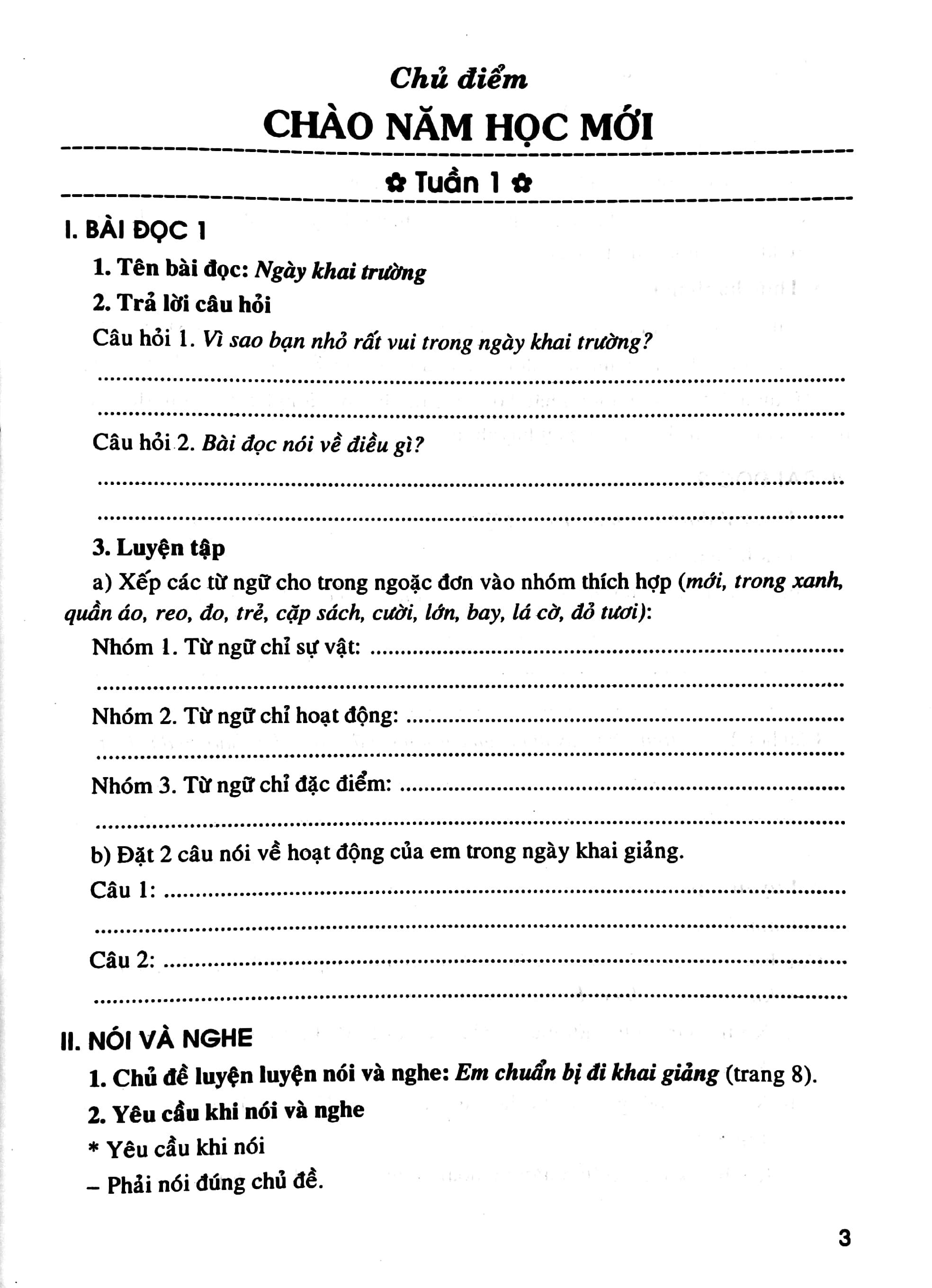 Vở Ôn Tập Cuối Tuần Tiếng Việt 3