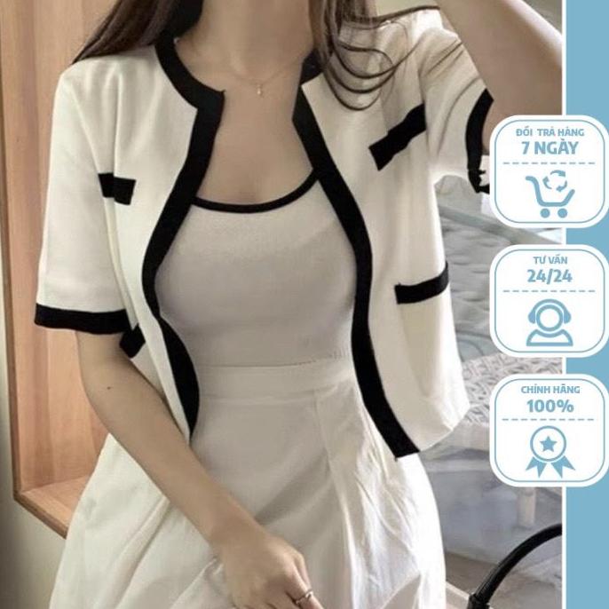 [L2M] SET (2 MÓN) ÁO KHOÁC KÈM ÁO 2 DÂY Cardigan dệt kim Quảng Châu cộc tay cực xinh siêu HOT