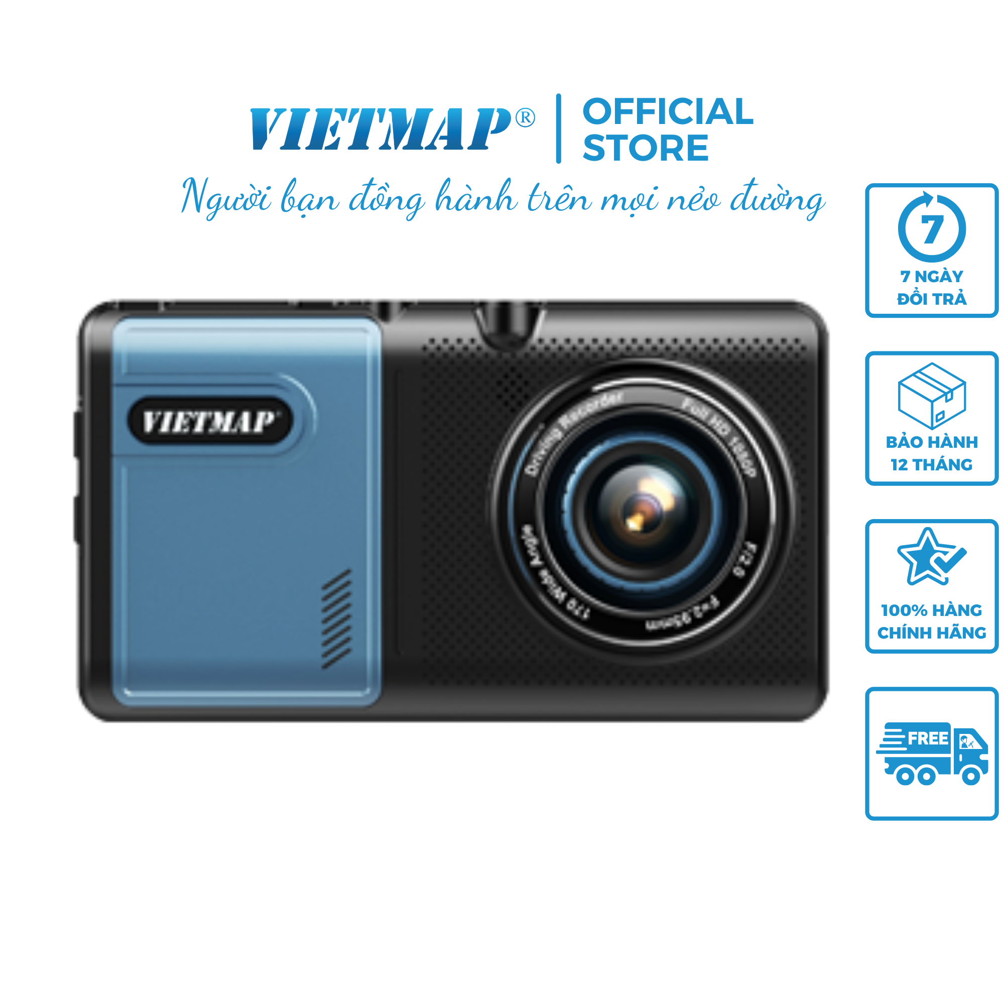 VIETMAP A50 - Camera Hành Trình Ô Tô Trước Sau + Dẫn Đường GPS + Thẻ 32GB