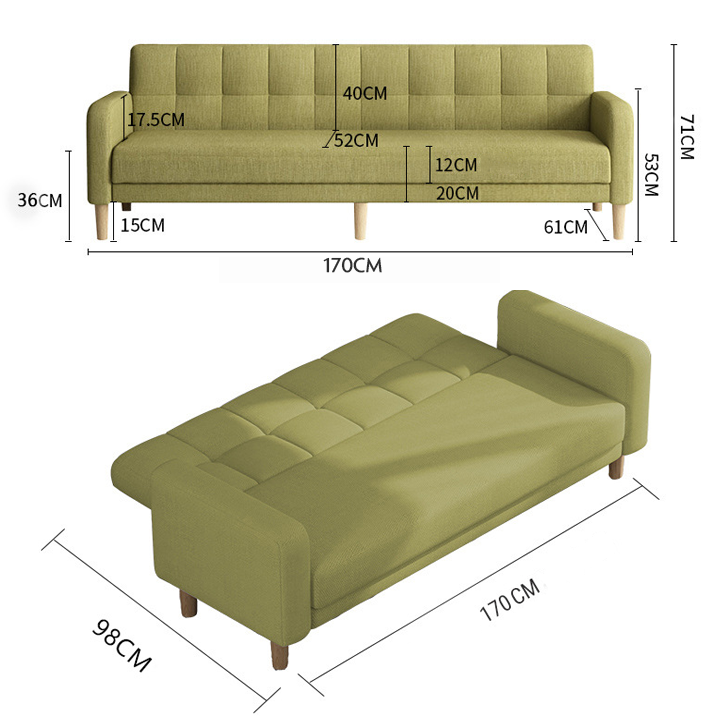 Ghế Sofa Thông Minh Đa Năng, SOFA Giường Gấp Gọn Đệm Bọt Biển Có Tay Vịn Phù Hợp Để Phòng Khách, Cửa Hàng - Có 3 Màu