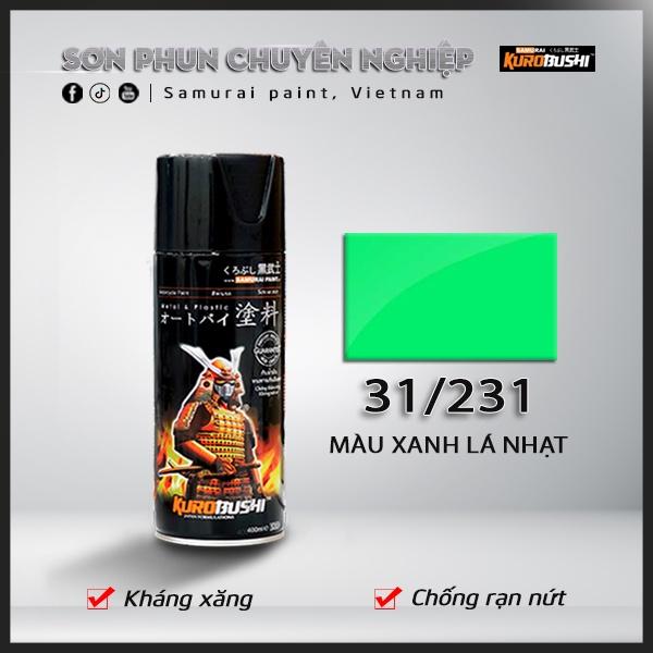 Sơn xịt Samurai Kurobushi - MÀU XANH LÁ NHẠT 231 (400ml)