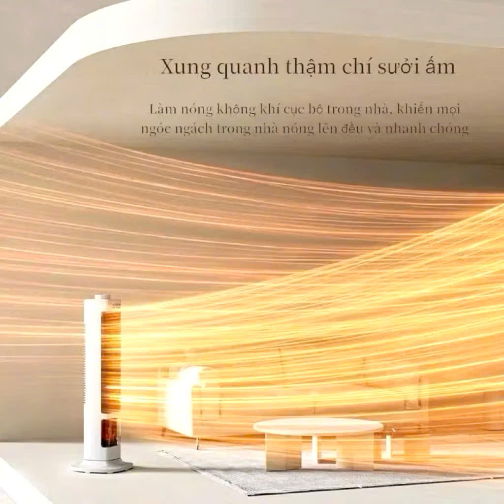 Quạt Sưởi Gốm Ceramic 2000W Dáng Đứng Cao Cấp 2025 Có Tiếng Việt 3 Chế Độ Gió An Toàn Tiết Kiệm Điện
