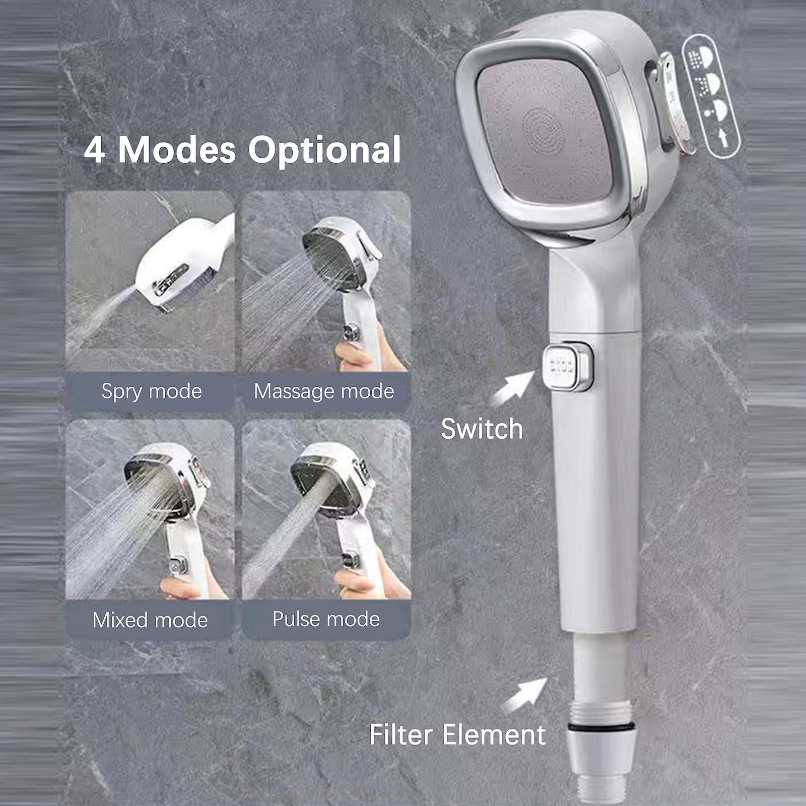 Đầu vòi hoa sen tăng áp Nút tạm dừng bật/tắt áp suất cao 4 chế độ có thể điều chỉnh cho phòng tắm