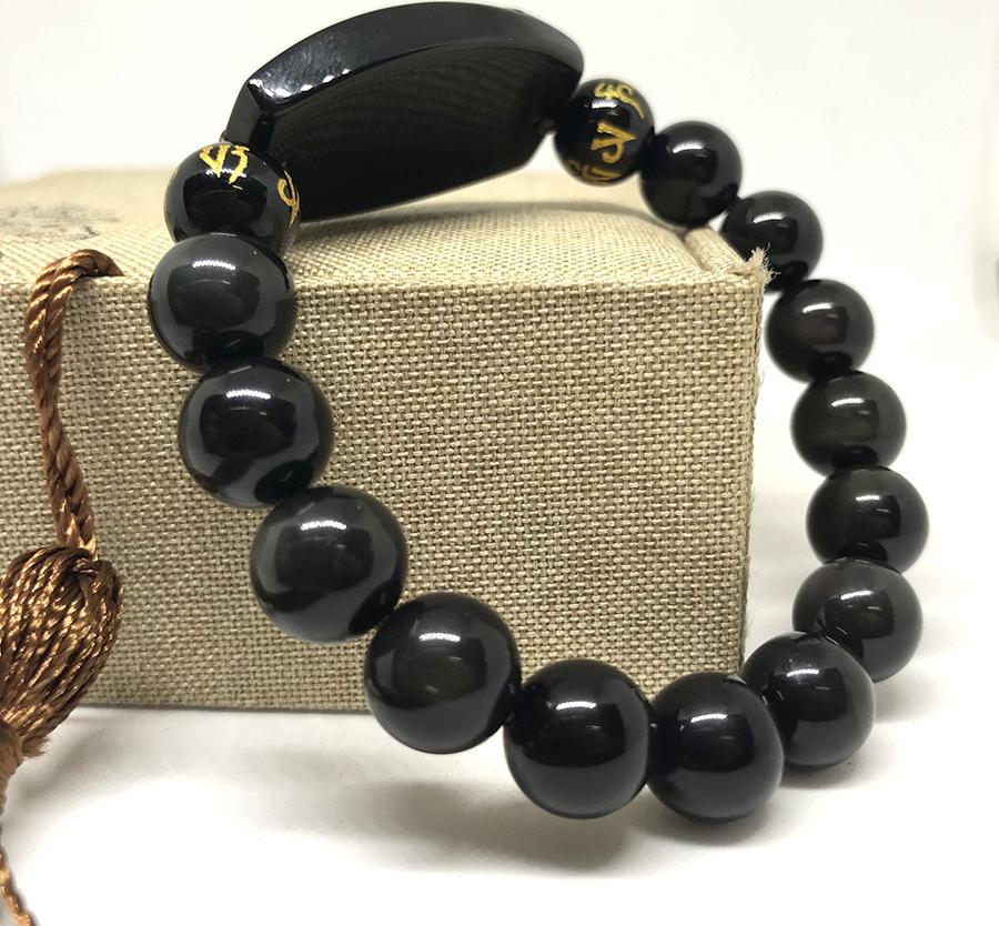 Vòng Tay Phật Bản Mệnh Đá Obsidian Bất Động Minh Vương