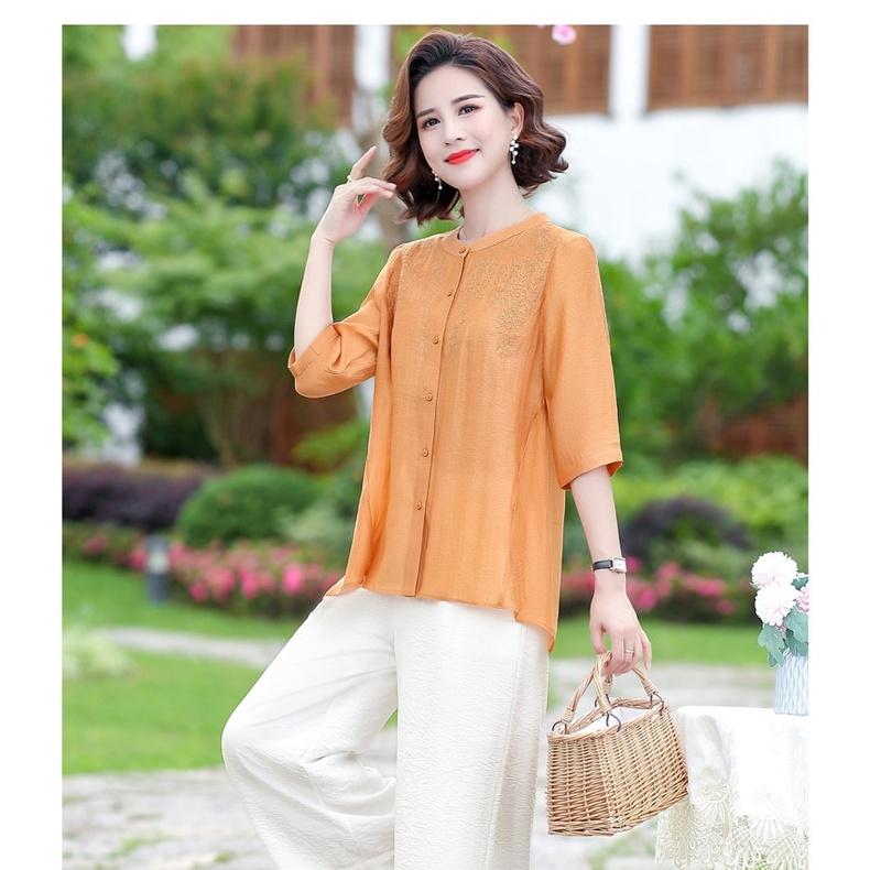 Áo sơ mi cho người trung niên, người già_ đũi thêu