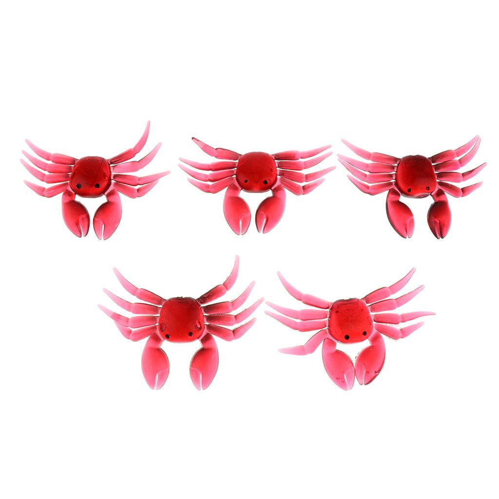10Pcs Fishing Tackle Silicone Soft Lures Crabs Simulation Saltwater Artificial Baits, Brown & Red