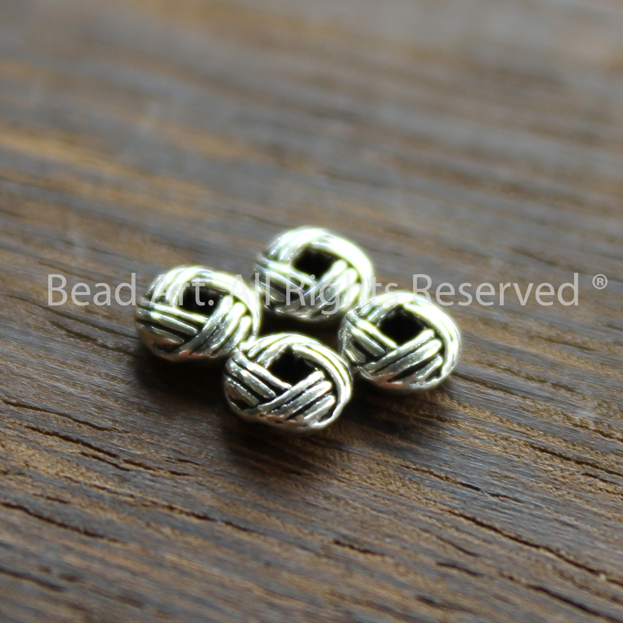 Charm Dẹp 6x3MM Dạng Cách Bạc 925 Phối Vòng Tay, Phong Thuỷ, Chuỗi Hạt, Trang Sức - Bead Art