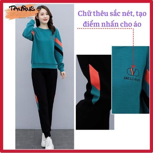 Bộ Thể Thao Tay Dài Nữ, Thun Cotton TAURUS FASHION, Áo Bo Gấu Giấu bụng, Che Khuyết Điểm, Tôn Dáng