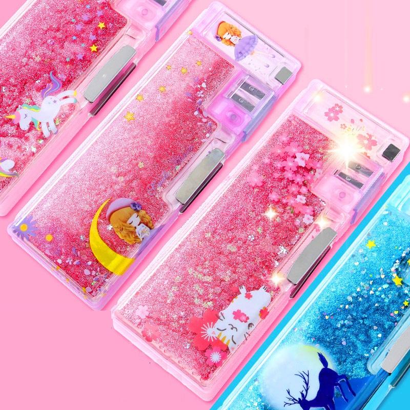 Hộp Bút Cute Đa Năng Nhiều Ngăn Mẫu Kim Tuyến BU02