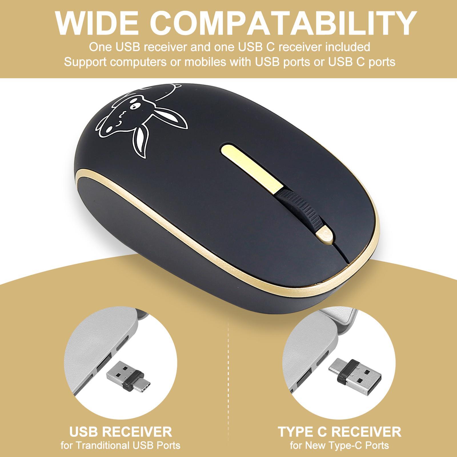 2.4G Wireless Mouse Silent Clicking with USB Receiver for Notebook Desktop