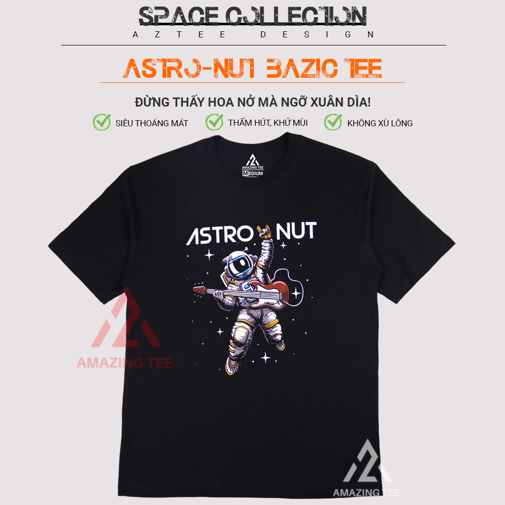 Áo Thun Nam Cổ Tròn Cao Cấp Bigsize Aztee - Astro Nut Basic Tee - Cotton Tự Nhiên Siêu Thoáng Mát