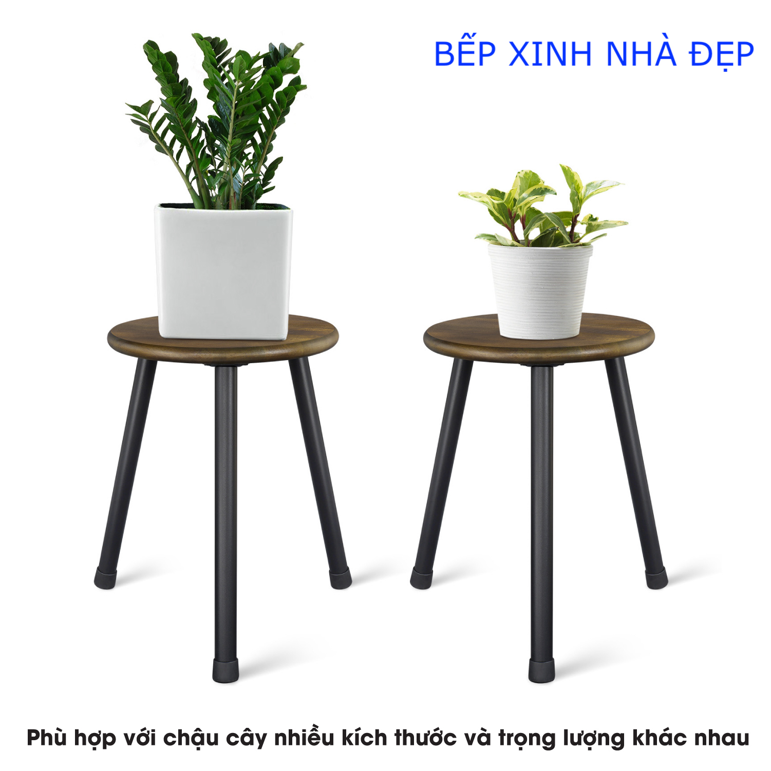 Bàn Trà + Coffee, Đôn Gỗ. Kệ Để Chậu hoa, Bàn Kê Đầu Giường, mặt 30cm, chân THẲNG tháo rời bằng thép không gỉ Cao 40cm